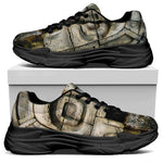 Mayan Stone Print Black Chunky Shoes