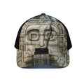 Mayan Stone Print Black Mesh Trucker Hat