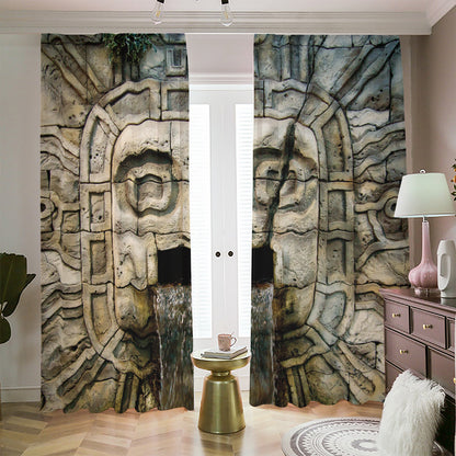 Mayan Stone Print Blackout Pencil Pleat Curtains