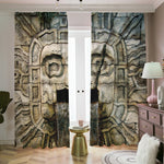 Mayan Stone Print Blackout Pencil Pleat Curtains