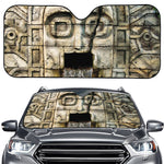 Mayan Stone Print Car Windshield Sun Shade