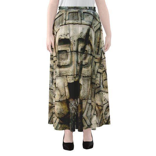 Mayan Stone Print Chiffon Maxi Skirt