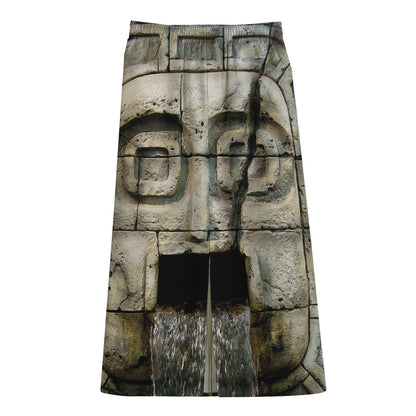 Mayan Stone Print Cotton Front Slit Maxi Skirt