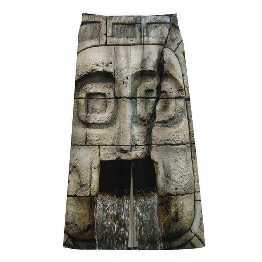 Mayan Stone Print Cotton Front Slit Maxi Skirt