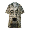 Mayan Stone Print Cotton Hawaiian Shirt