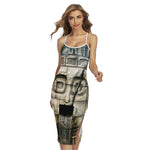 Mayan Stone Print Cross Back Cami Dress