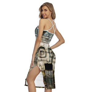 Mayan Stone Print Cross Back Cami Dress