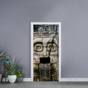 Mayan Stone Print Door Sticker