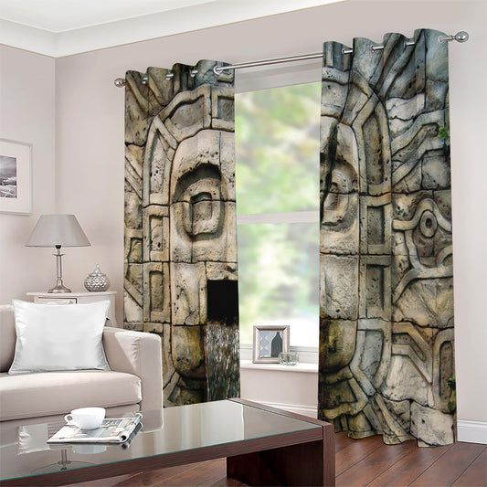 Mayan Stone Print Extra Wide Grommet Curtains
