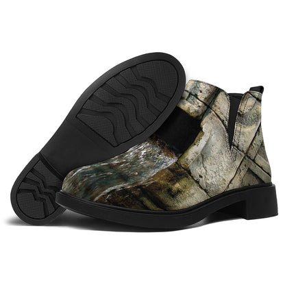 Mayan Stone Print Flat Ankle Boots