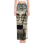 Mayan Stone Print High Slit Maxi Skirt
