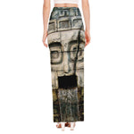 Mayan Stone Print High Slit Maxi Skirt