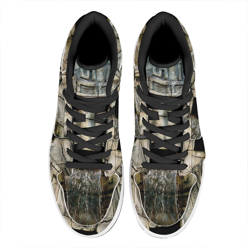 Mayan Stone Print High Top Leather Sneakers