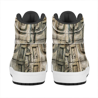 Mayan Stone Print High Top Leather Sneakers
