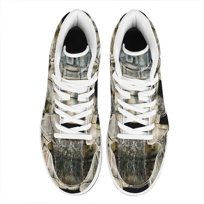 Mayan Stone Print High Top Leather Sneakers