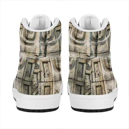 Mayan Stone Print High Top Leather Sneakers