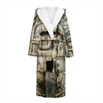 Mayan Stone Print Hooded Bathrobe