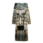 Mayan Stone Print Hooded Bathrobe