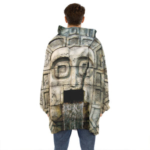 Mayan Stone Print Hoodie Blanket