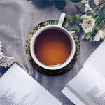 Mayan Stone Print Leather Coaster Set