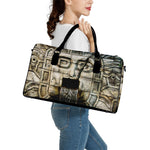 Mayan Stone Print Leather Duffle Bag
