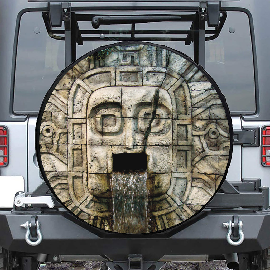 Mayan Stone Print Leather Spare Tire Cover