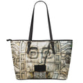 Mayan Stone Print Leather Tote Bag With Zipper