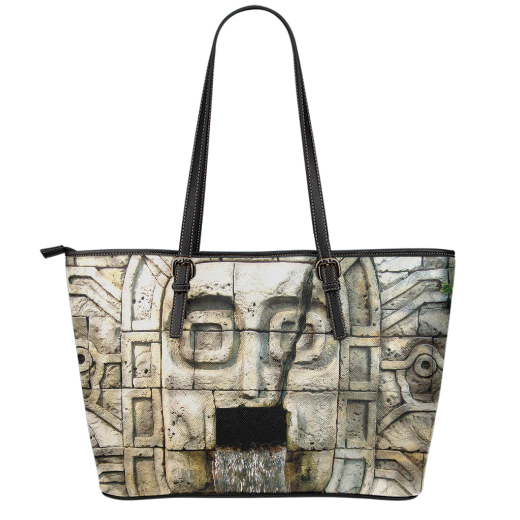 Mayan Stone Print Leather Tote Bag