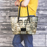 Mayan Stone Print Leather Tote Bag