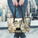 Mayan Stone Print Leather Tote Bag