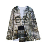 Mayan Stone Print Long Sleeve Short Coat