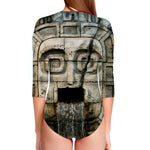 Mayan Stone Print Long Sleeve Swimsuit