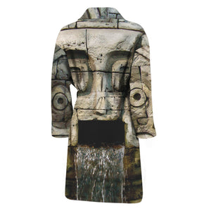 Mayan Stone Print Men's Bathrobe