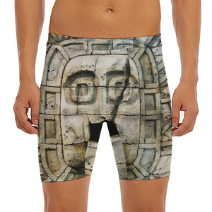 Mayan Stone Print Men's Long Boxer Briefs