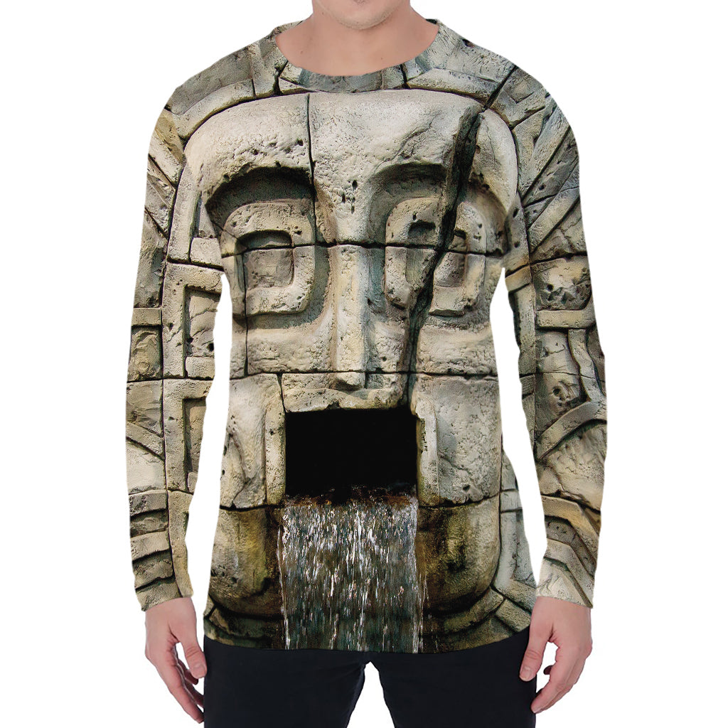 Mayan Stone Print Men's Long Sleeve T-Shirt