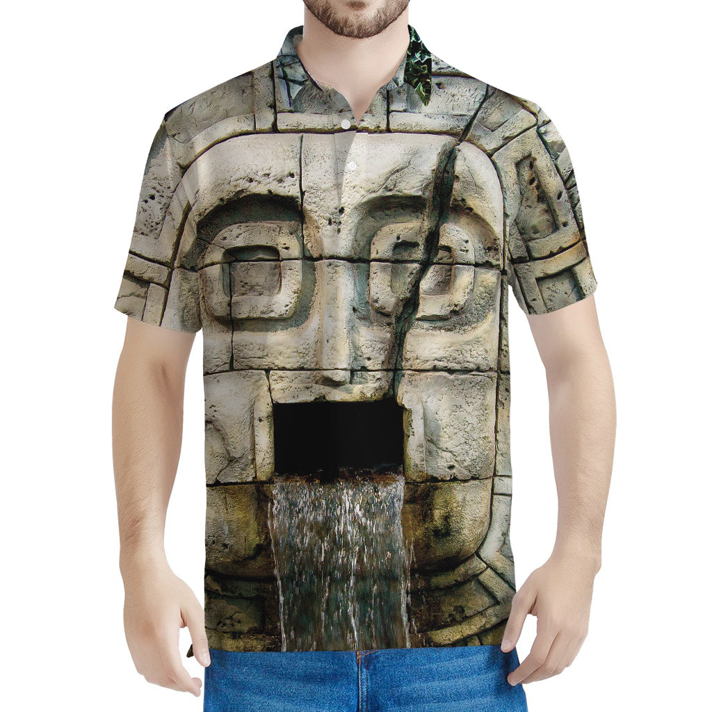 Mayan Stone Print Men's Polo Shirt