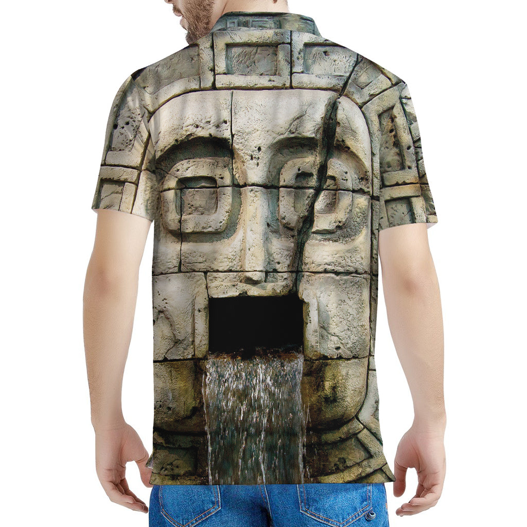 Mayan Stone Print Men's Polo Shirt