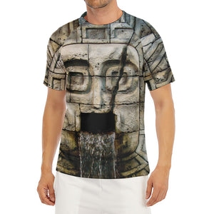 Mayan Stone Print Men's Short Sleeve Rash Guard