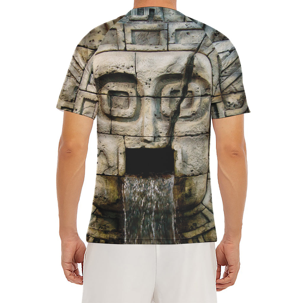 Mayan Stone Print Men's Short Sleeve Rash Guard