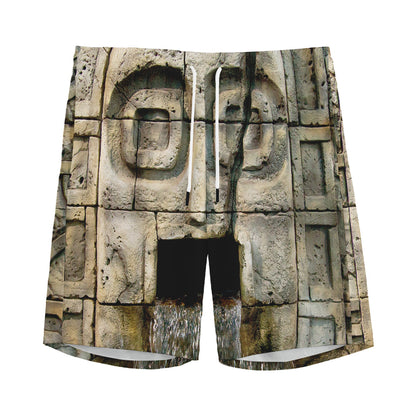 Mayan Stone Print Men's Sports Shorts
