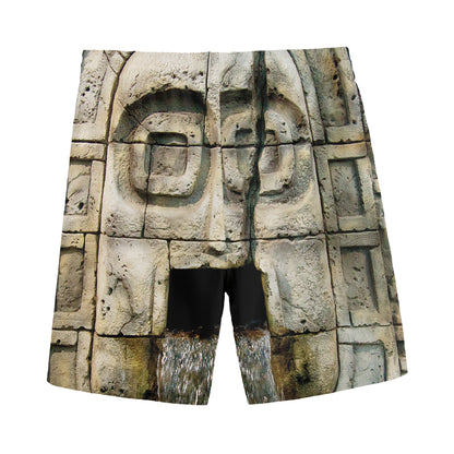 Mayan Stone Print Men's Sports Shorts