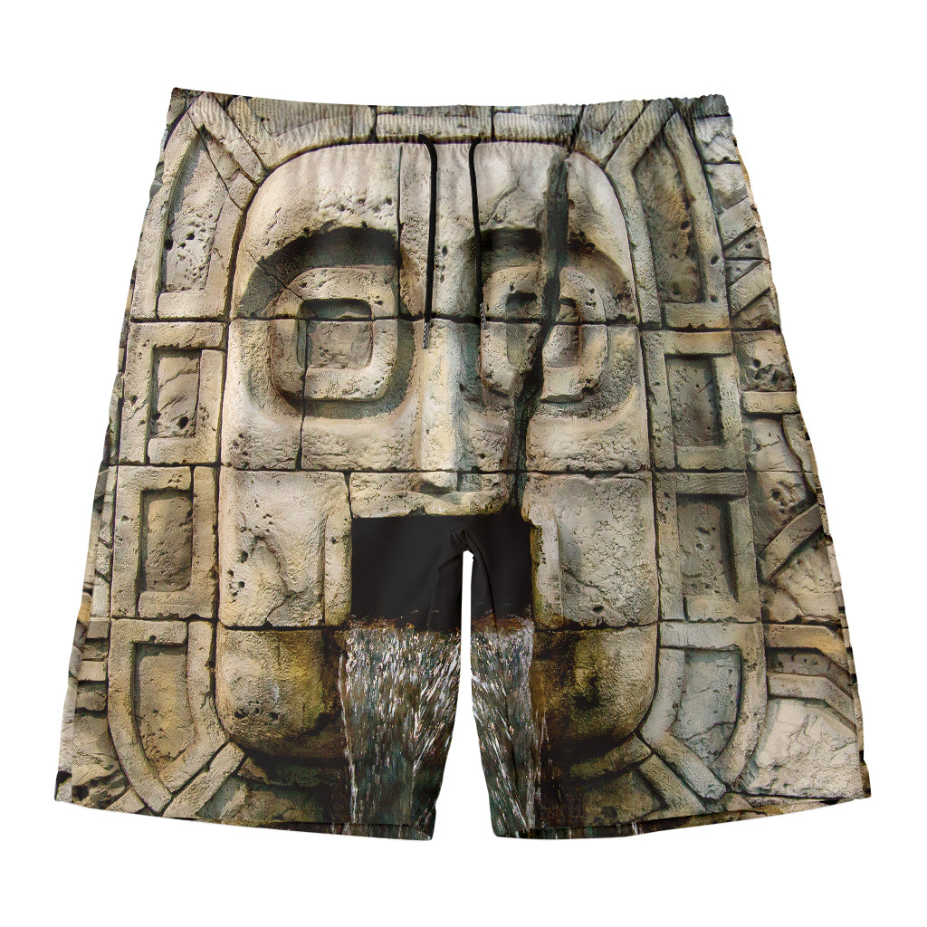 Mayan Stone Print Men's Swim Trunks