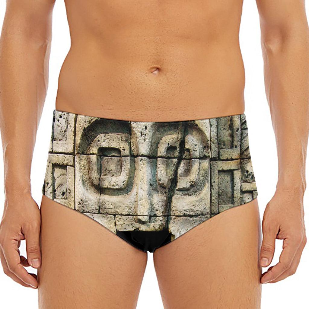 Mayan Stone Print Men's Triangle Swim Briefs