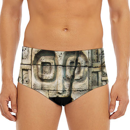Mayan Stone Print Men's Triangle Swim Briefs