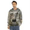 Mayan Stone Print Men's Velvet Pullover Hoodie