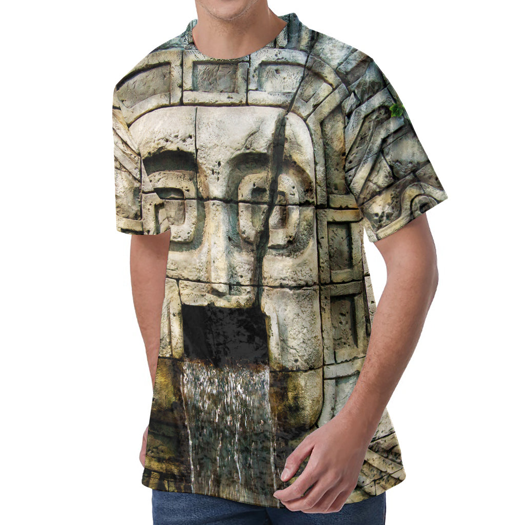Mayan Stone Print Men's Velvet T-Shirt