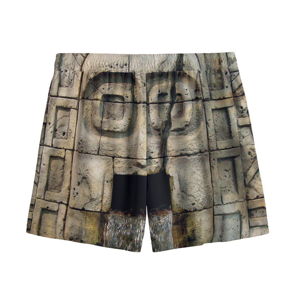 Mayan Stone Print Mesh Shorts