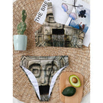 Mayan Stone Print One Shoulder Bikini Top