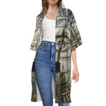 Mayan Stone Print Open Front Beach Cover Up