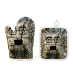 Mayan Stone Print Oven Mitt And Pot Holder Set